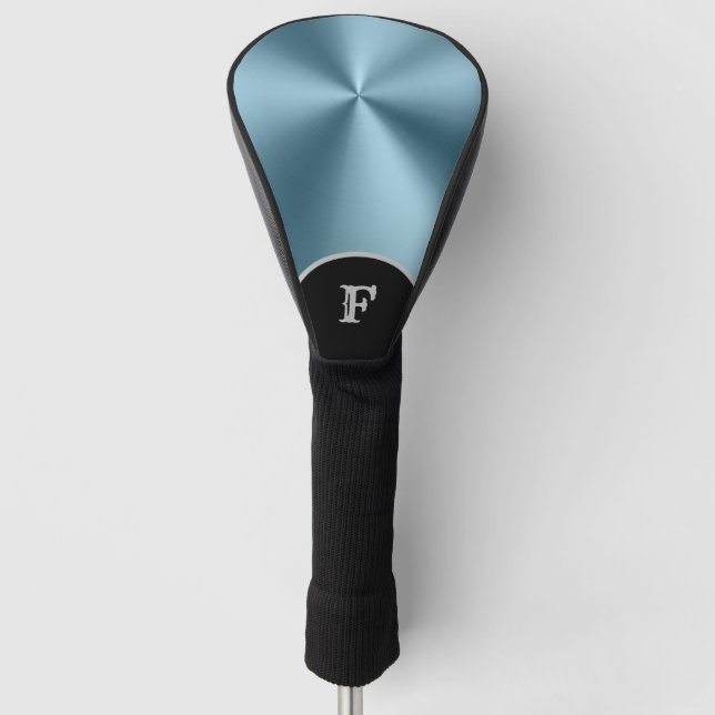 Couvre-club De Golf Monogramme métallique turquoise (Devant)