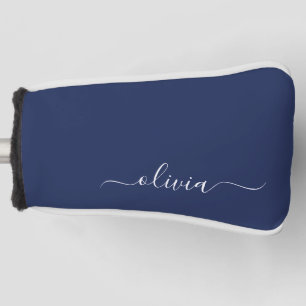 Couvre-club De Golf Monogramme moderne bleu marine et blanc
