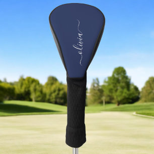 Couvre-club De Golf Monogramme moderne bleu marine et blanc