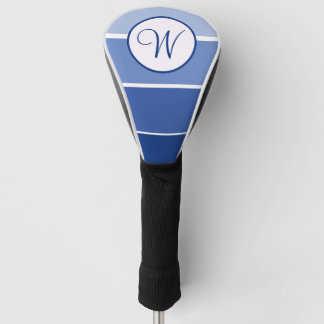 Couvre-club De Golf Monogramme Moderne Bloc Dégradé Bleu