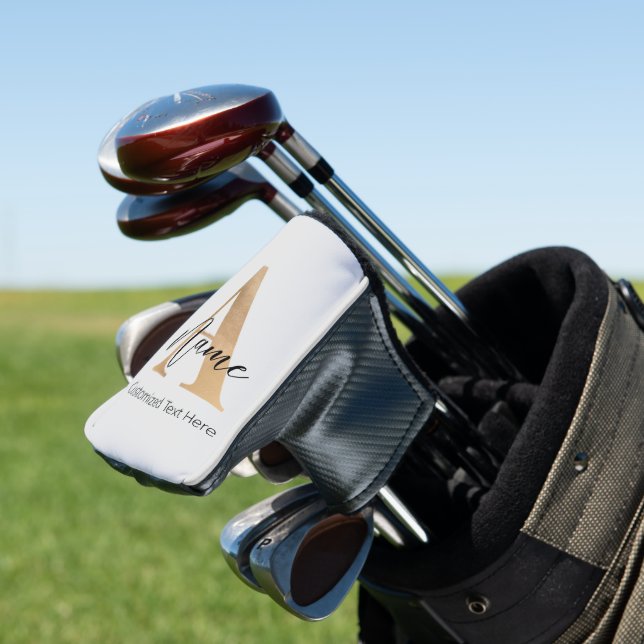 Couvre-club De Golf Monogramme moderne Initiale A & Nom Personnalisé (In Situ)