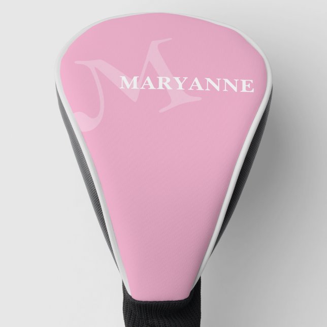 Couvre-club De Golf Monogramme Moderne Nom Rose (Créateur téléchargé)