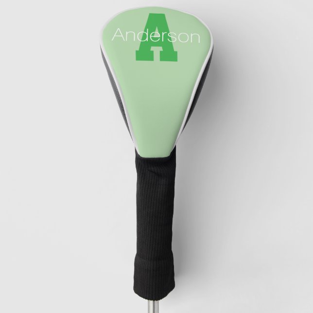 Couvre-club De Golf Monogramme moderne | Pale & Kelly Green (Devant)