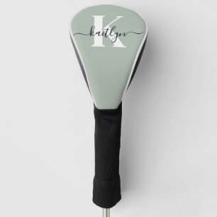 Couvre-club De Golf Monogramme moderne Sage vert