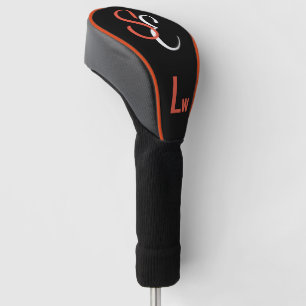 Couvre-club De Golf Monogramme noir blanc orange Lw