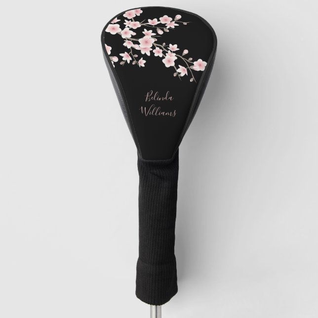 Couvre-club De Golf Monogramme noir rose vif cerisier (Devant)