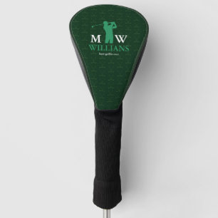 Couvre-club De Golf Monogramme (nom et initiales du golfeur) vert frai