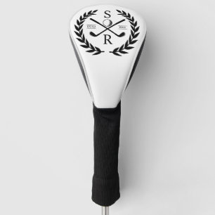 Couvre-club De Golf Monogramme Personnalisé Elégant Golf Gold Wreath