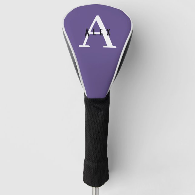 Couvre-club De Golf Monogramme personnalisé moderne violet ultra viole (Devant)
