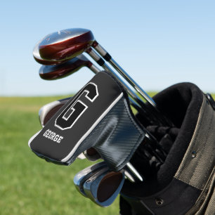 Couvre-club De Golf Monogramme personnalisé noir et blanc