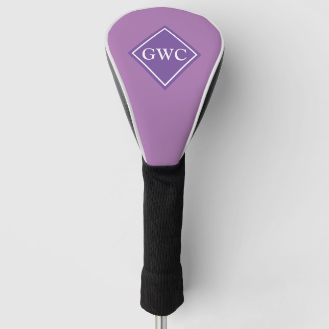 Couvre-club De Golf Monogramme personnalisé pourpre (Devant)