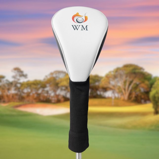 Couvre-club De Golf Monogramme Personnalisé Renard Moderne Et Balle (Personalized Monogram Modern Fox And Ball Golf Head Cover)