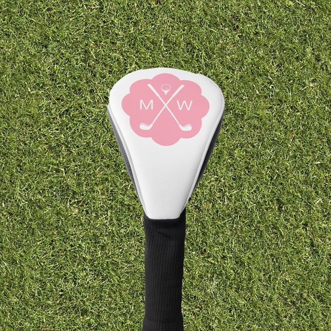 Couvre-club De Golf Monogramme personnalisé rose (Créateur téléchargé)
