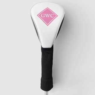 Couvre-club De Golf Monogramme Personnalisé Rose Et Blanc
