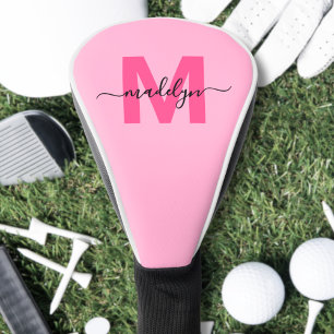 Couvre-club De Golf Monogramme Personnalisé Rose Nom
