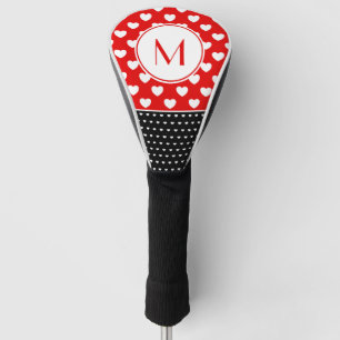 Couvre-club De Golf Monogramme Personnalisé Rouge, Noir Et Blanc