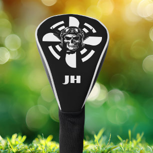Couvre-club De Golf Monogramme, Pilote de crâne et Prop d'avion, Minim