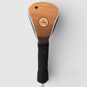 Couvre-club De Golf Monogramme romantique de montgolfière coucher de s