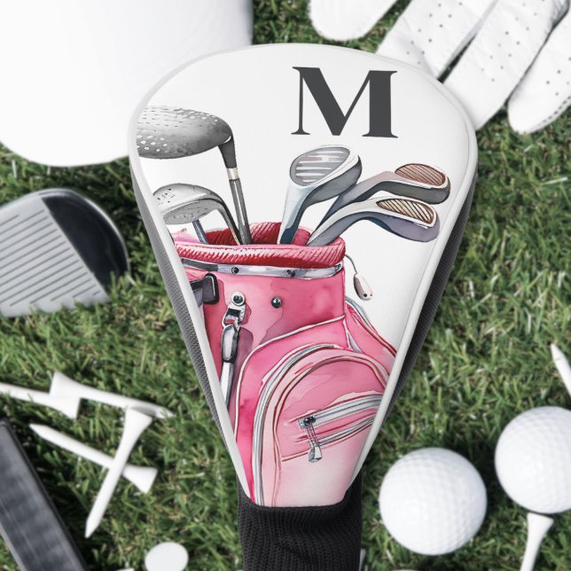 Couvre-club De Golf Monogramme Rose (Pink Monogram Golf Head Cover)