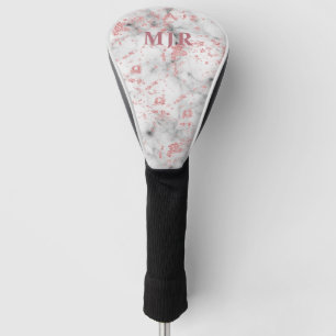 Couvre-club De Golf Monogramme rose du marbre d'or de parties
