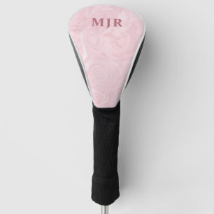 Couvre-club De Golf Monogramme rose du marbre d'or personnalisé