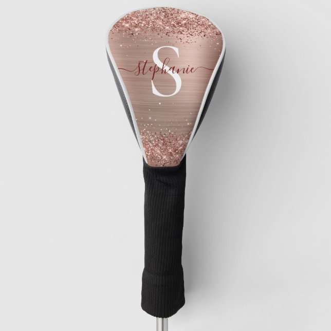 Couvre-club De Golf Monogramme Rose Gold Faux-Parties scintillant Girl (Devant)