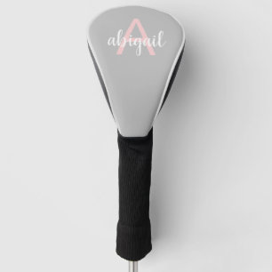 Couvre-club De Golf Monogramme rose gris rose féminin moderne