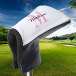 Couvre-club De Golf Monogramme rose initial et nom personnalisé<br><div class="desc">Housse de tête de golf imprimée sur mesure personnalisée avec votre nom et monogramme initial ou autre texte personnalisé. Utilisez les outils de conception pour choisir n'importe quelle couleur arrière - plan, modifier les polices et les couleurs ou télécharger vos propres photos pour créer un cadeau unique d'une nature pour...</div>