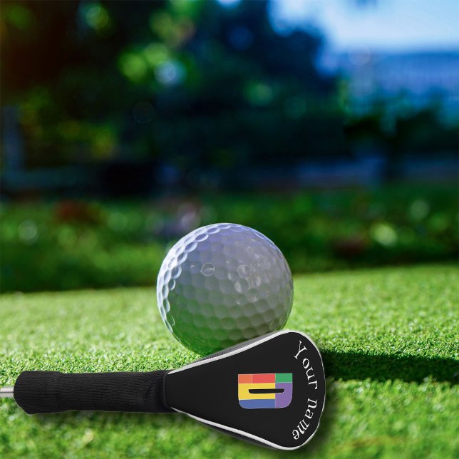Couvre-club De Golf Monogramme rouge jaune pourpre vert initial D (Créateur téléchargé)