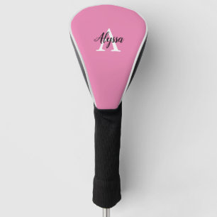 Couvre-club De Golf Monogramme Script Pink Driver Golf Head Coque
