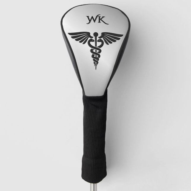Couvre-club De Golf Monogramme Silver Caduceus Médicale (Devant)