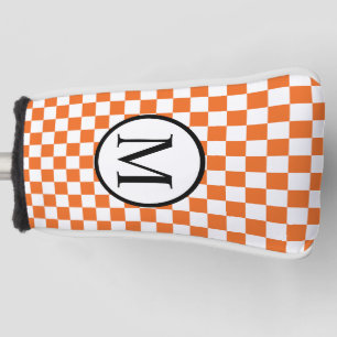 Couvre-club De Golf Monogramme simple avec le damier orange