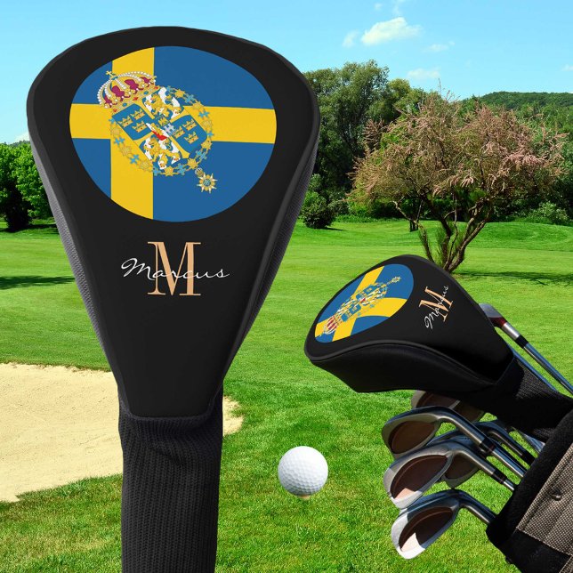 Couvre-club De Golf Monogramme & Suède Drapeau Clubs de Golf Couvertur (Créateur téléchargé)