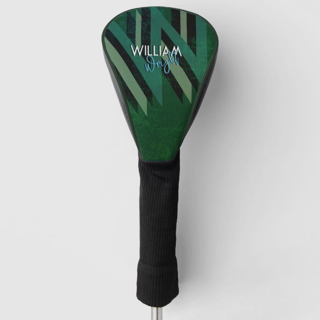 Couvre-club De Golf Monogramme surdimensionné Nom Moderne Vert (Devant)
