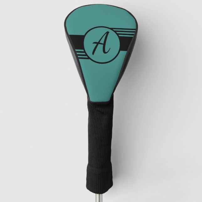 Couvre-club De Golf Monogramme Turquoise bleu moderne (Devant)