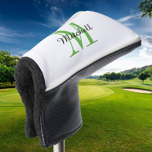 Couvre-club De Golf Monogramme vert initial et nom personnalisé