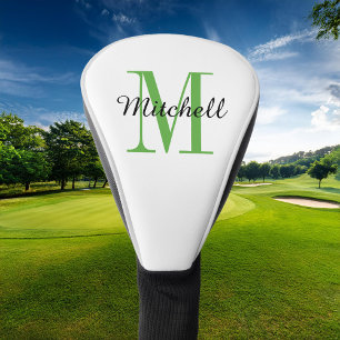 Couvre-club De Golf Monogramme vert initial et nom personnalisé