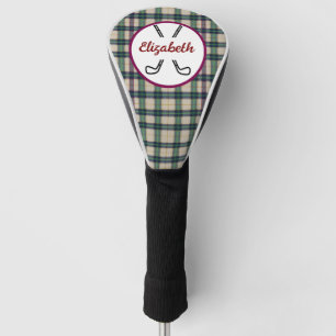 Couvre-club De Golf Montre Noir moderne Tartan Plaid Classique Bleu