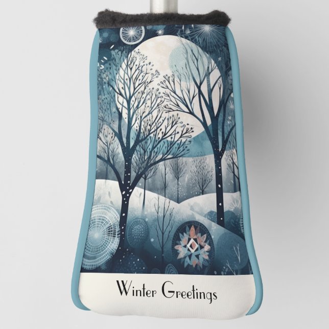 Couvre-club De Golf Moonlit Nordic Forest, personnalisable (Tourné à 90°)