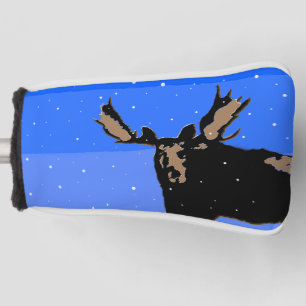 Couvre-club De Golf Moose en hiver - Art original de la faune