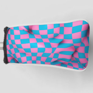 Couvre-club De Golf Motif à carreaux abstrait rose et bleu mignon