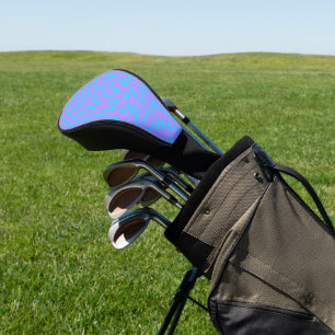 Couvre-club De Golf Motif à carreaux ondulés bleu clair et lavande