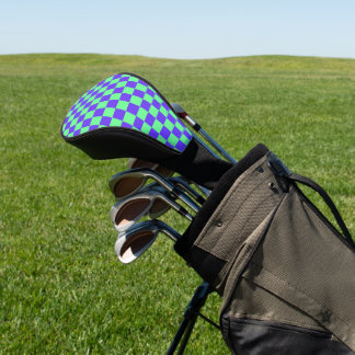 Couvre-club De Golf Motif à carreaux violet et vert