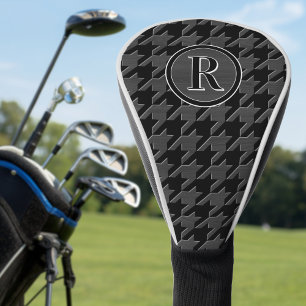 Couvre-club De Golf Motif à croix de bois noir et gris avec monogramme