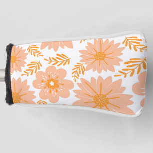 Couvre-club De Golf Motif à fleurs orange Fuzz Vintage rétro