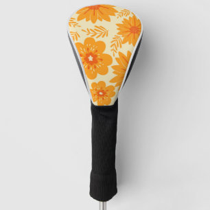 Couvre-club De Golf Motif à fleurs orange Vintage rétro du milieu du s
