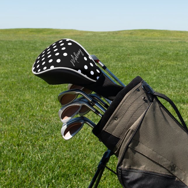Couvre-club De Golf Motif à pointillé noir rétro (In Situ)