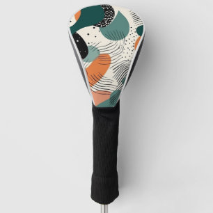 Couvre-club De Golf Motif Abstrait Biomorphique Corail Sarcelle Organi