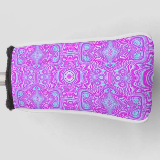 Couvre-club De Golf Motif Abstrait Trippy Hot Pink et Aqua Blue (Devant)