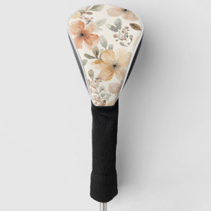 Couvre-club De Golf Motif botanique aquarelle florale pêche beige